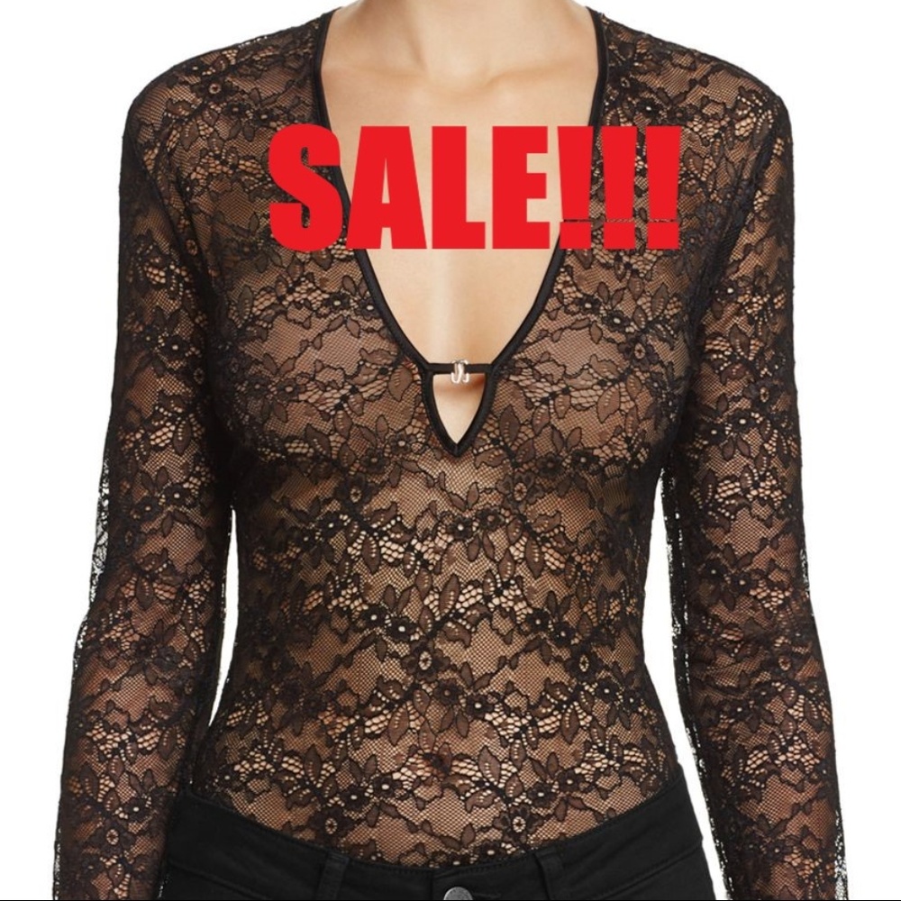 KENDALL and KYLIE Deep Plunge Lace Bodysuit